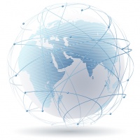 Vector illustration of a modern earth in a web of satellites Vector illustration of a modern earth in a web of satellites